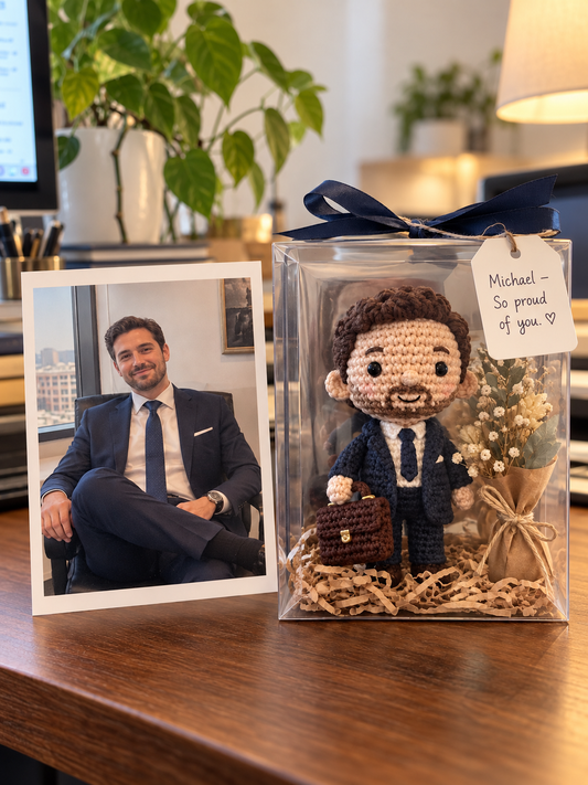 Custom Businessman Crochet Doll